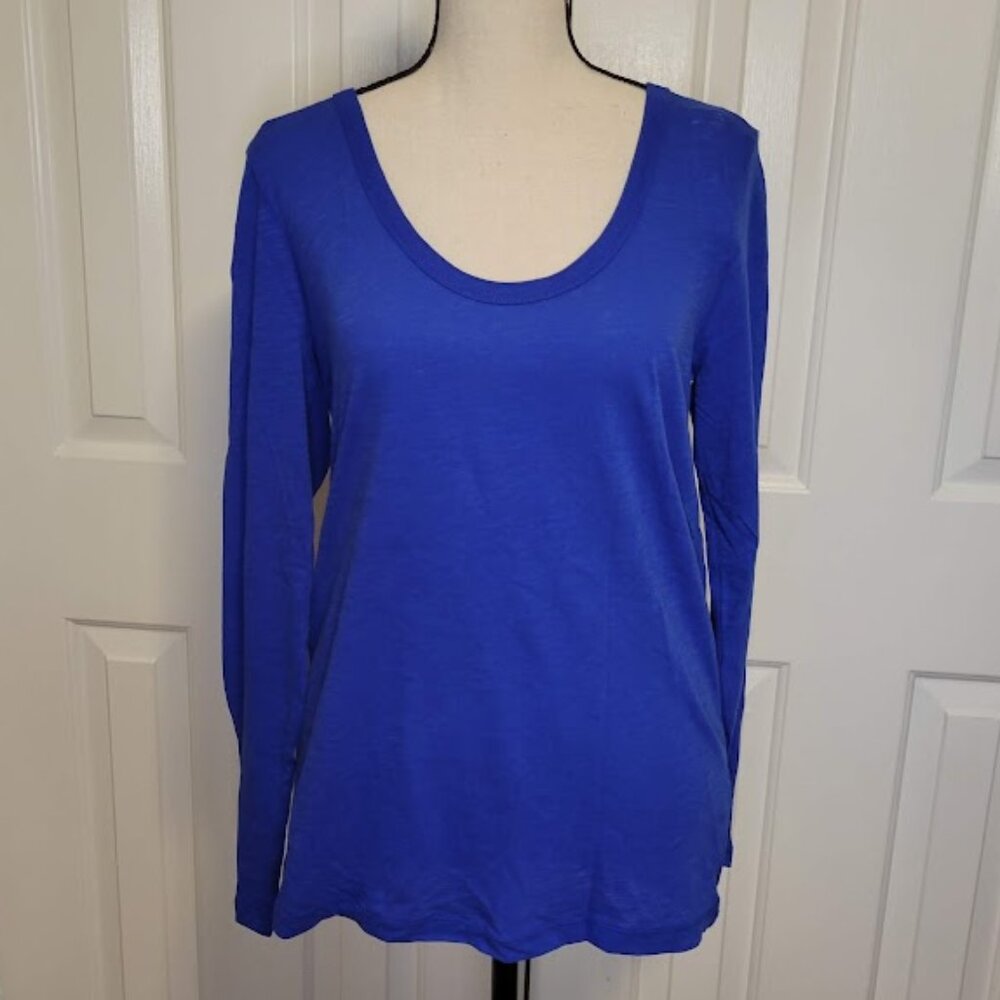 J.Crew Vintage Cotton Long Sleeve Tee – Size Small, Brilliant Blue